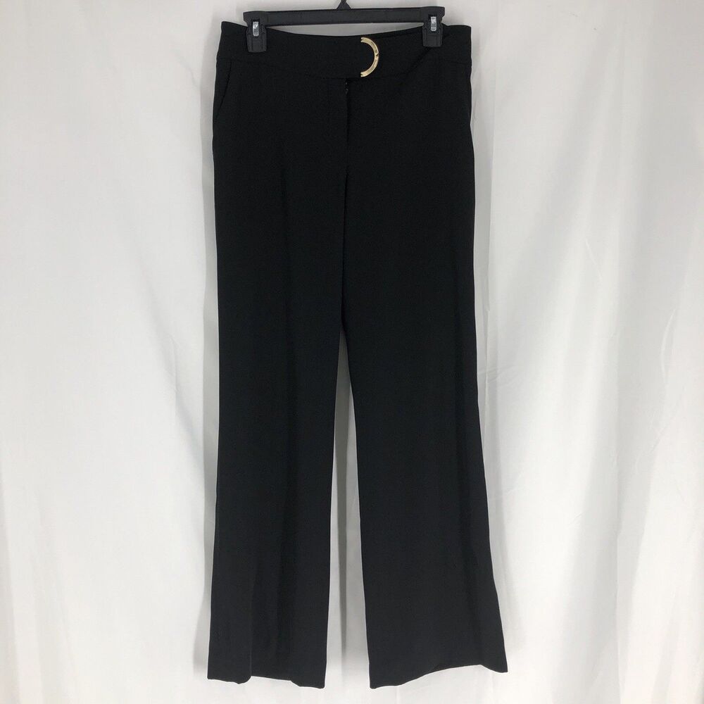 Calvin Klein Women's Black Dress Career Pant Slacks Gold Arc Hardware Sz 4